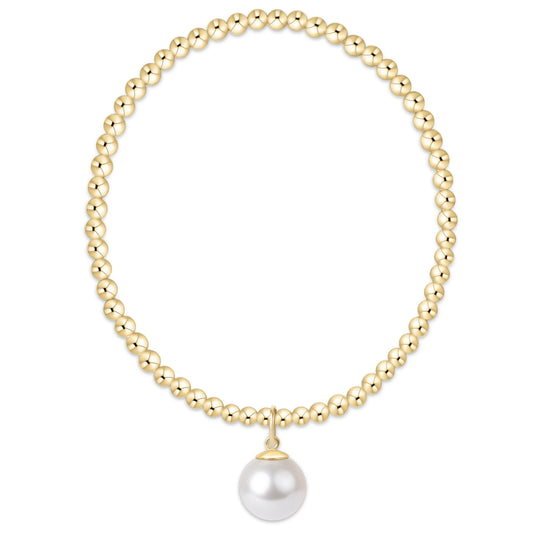 enewton Classic Gold 3mm Bead Bracelet - Pearl Charm 10mm