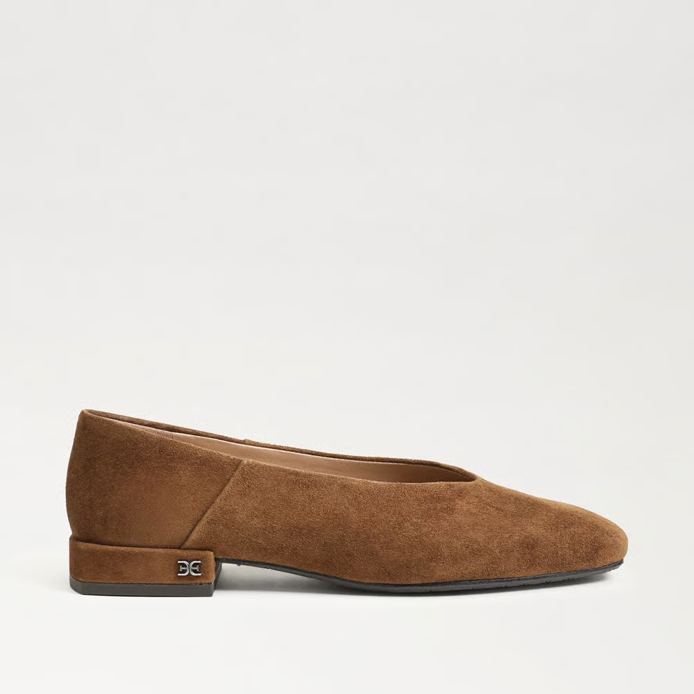 Sam Edelman Kasey Square Toe Ballet Flat Warm Nutmeg Suede