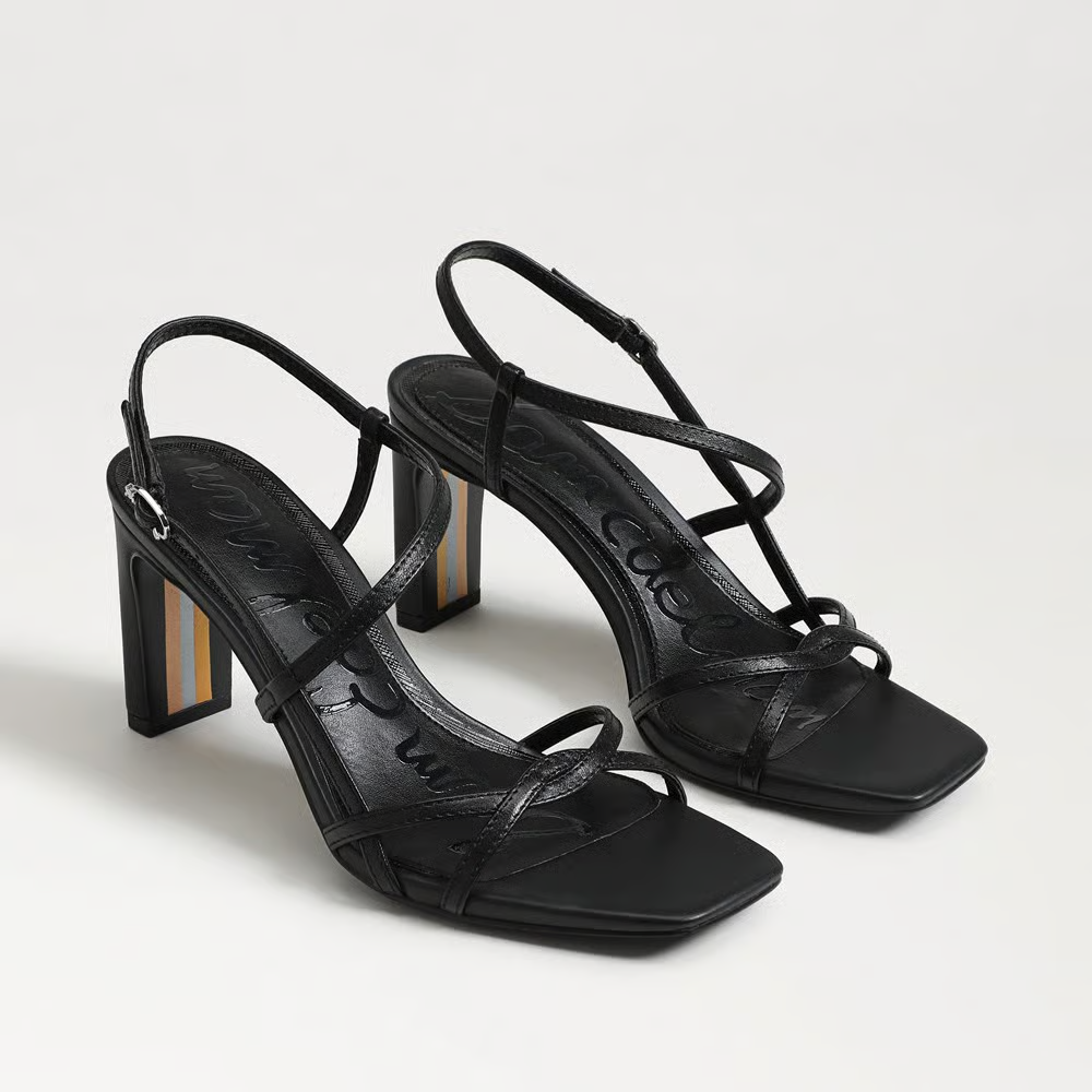 Sam Edelman Elissa Strappy Heel Sandal - Black Leather