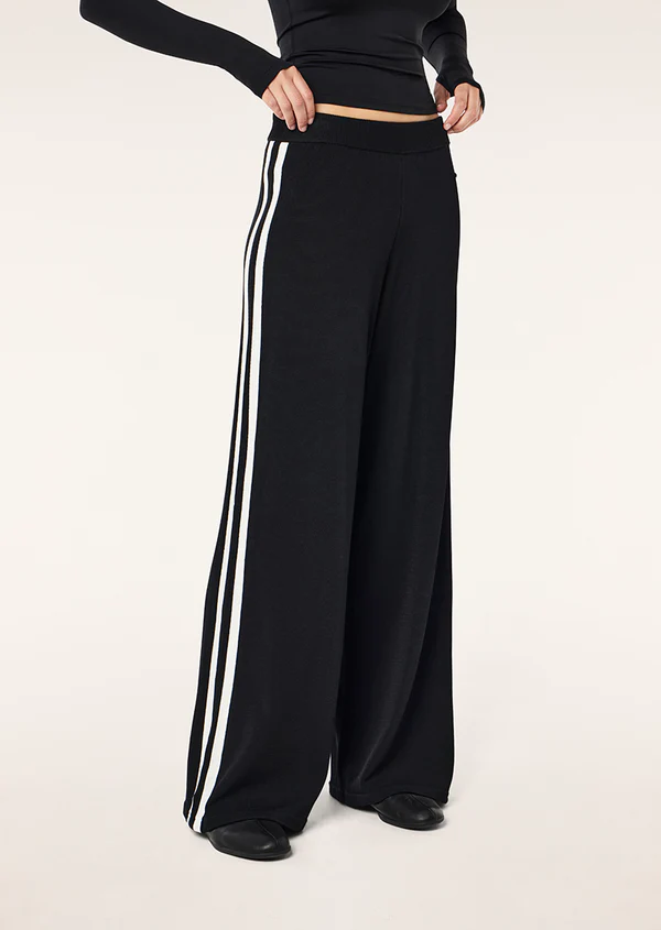 P.E. Nation Retreat Knit Pant in black & whisper white