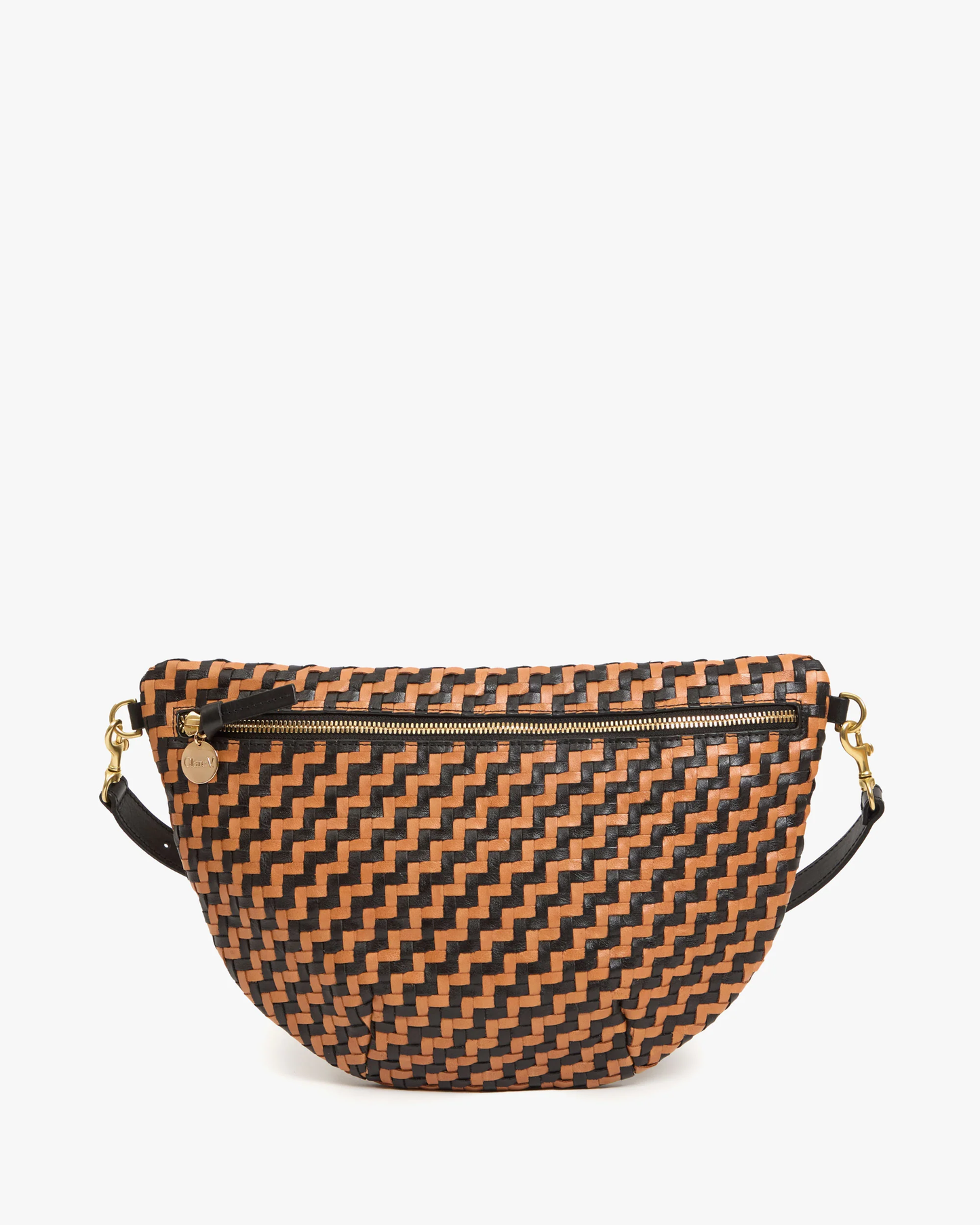 Clare V - Grande Fanny Black/Natural Woven Zig-Zag