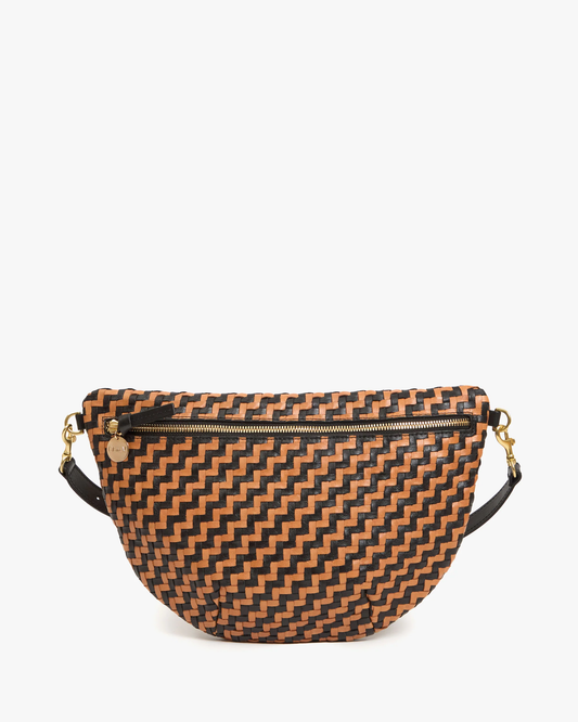 Clare V - Grande Fanny Black/Natural Woven Zig-Zag