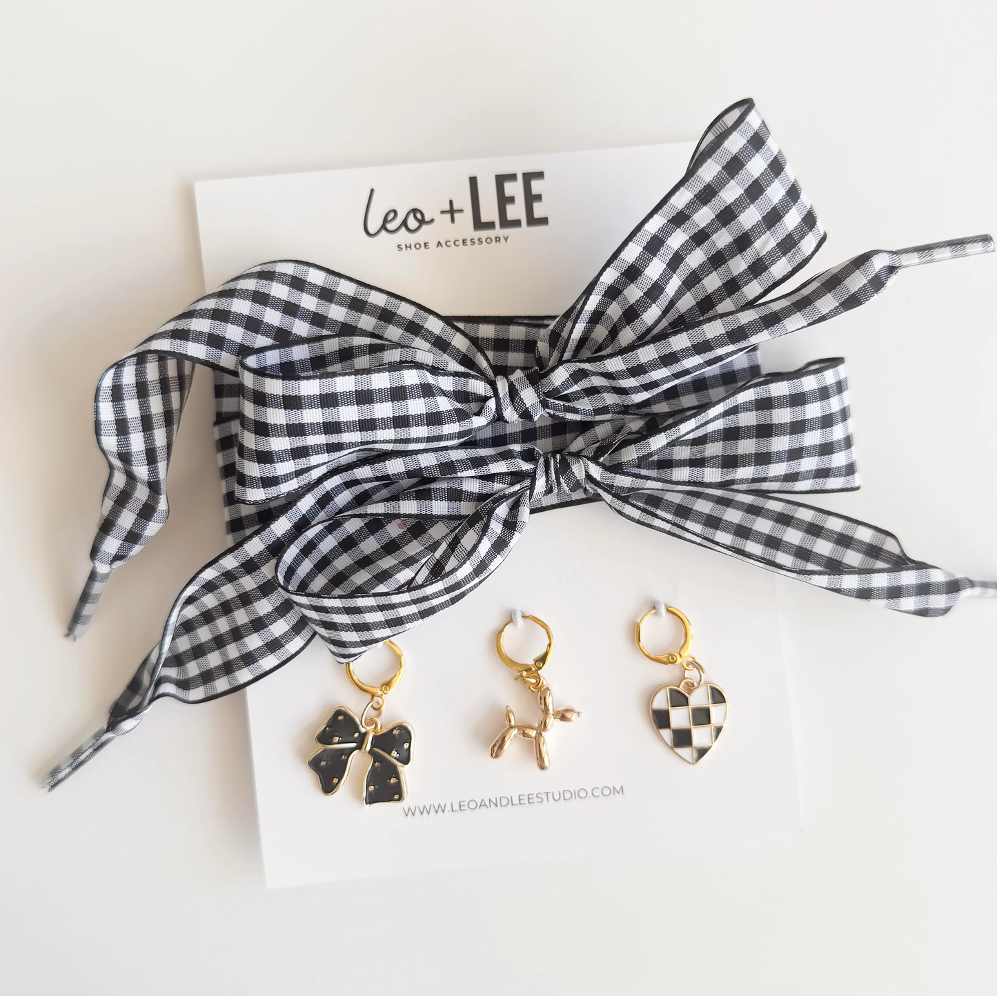 Leo and Lee Studios Gingham and Houndstooth Shoelace & Charms Pack