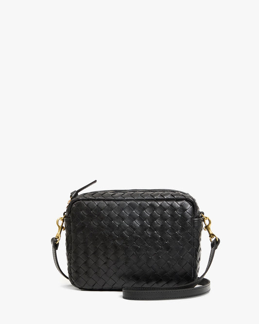 Clare V. Midi Sac - Black Diagonal Woven
