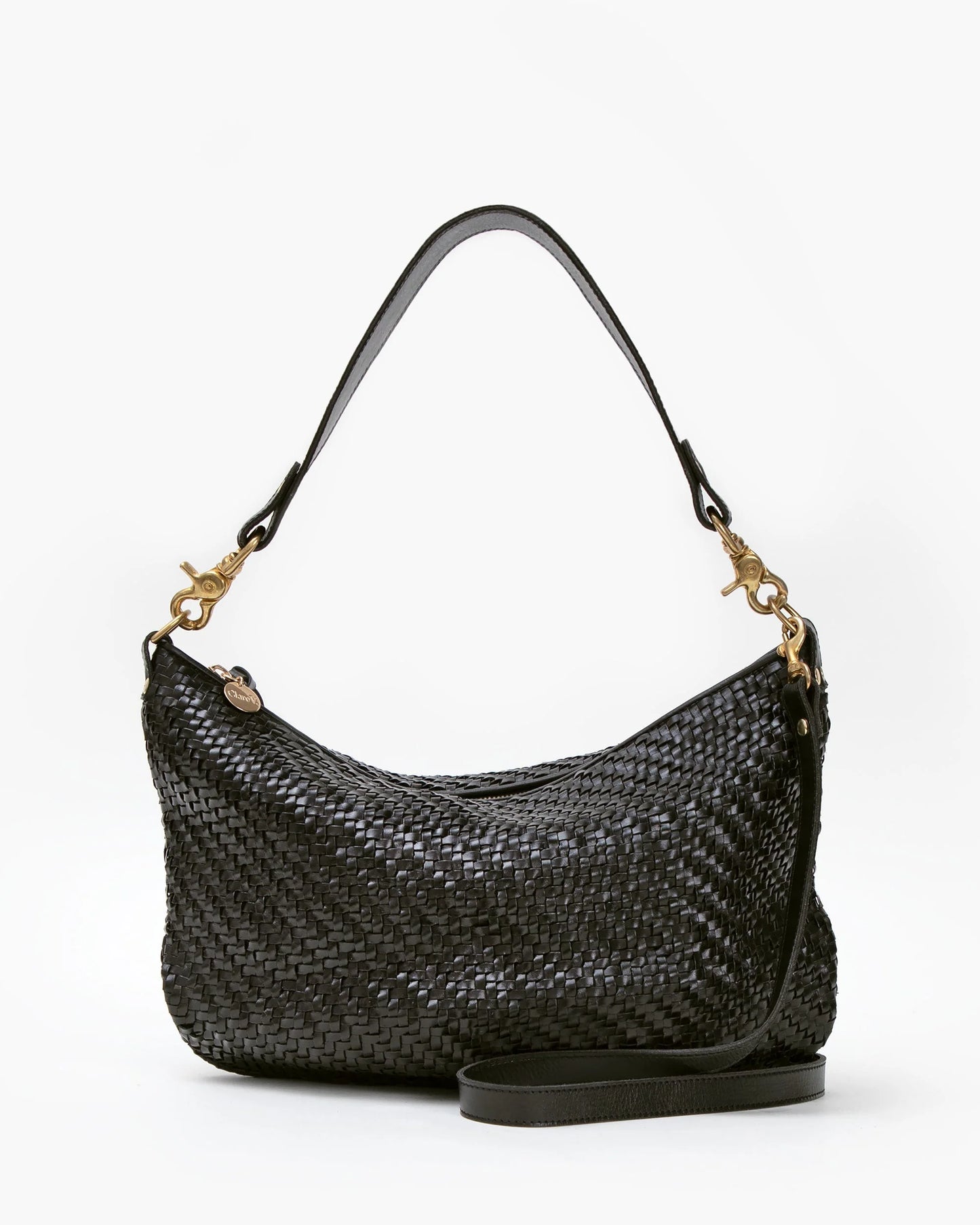 Clare V. - Moyen Messenger Black Woven Zig-Zag