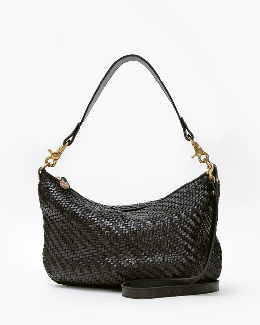 Clare V. - Moyen Messenger Black Woven Zig-Zag