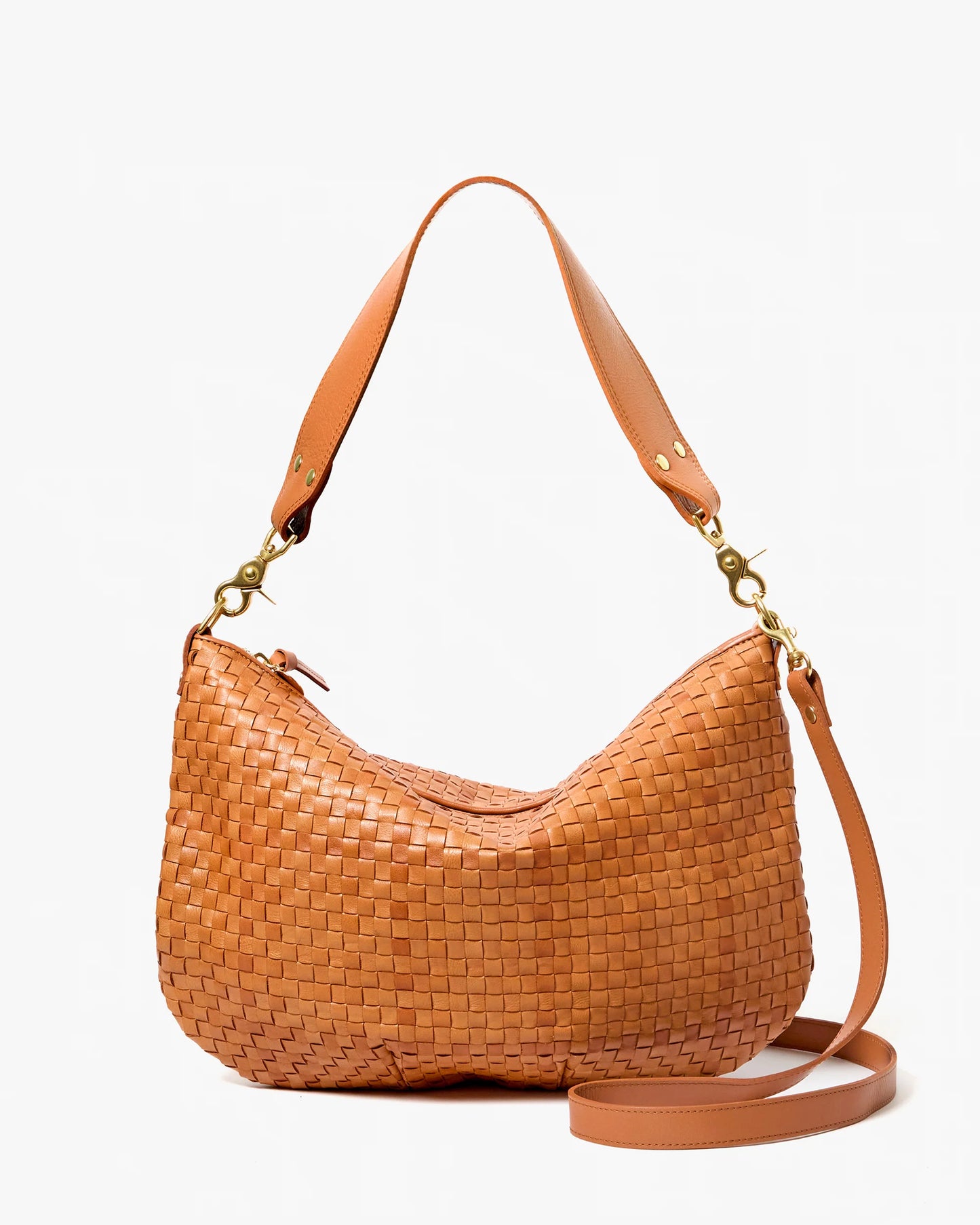 Clare V. - Moyen Messenger Natural Woven Checker