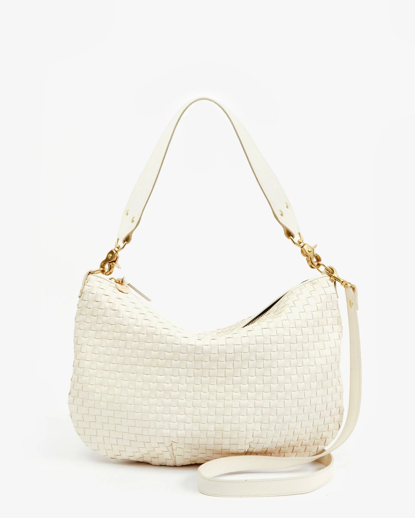 Clare V. - Moyen Messenger Cream Woven Checker