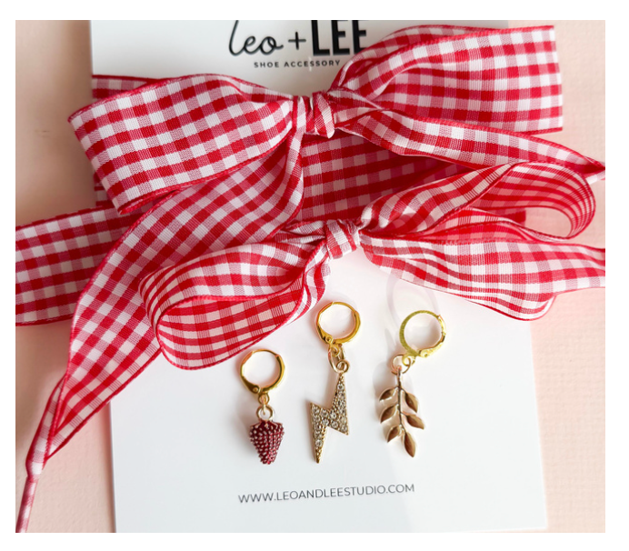Leo and Lee Studios Gingham and Houndstooth Shoelace & Charms Pack