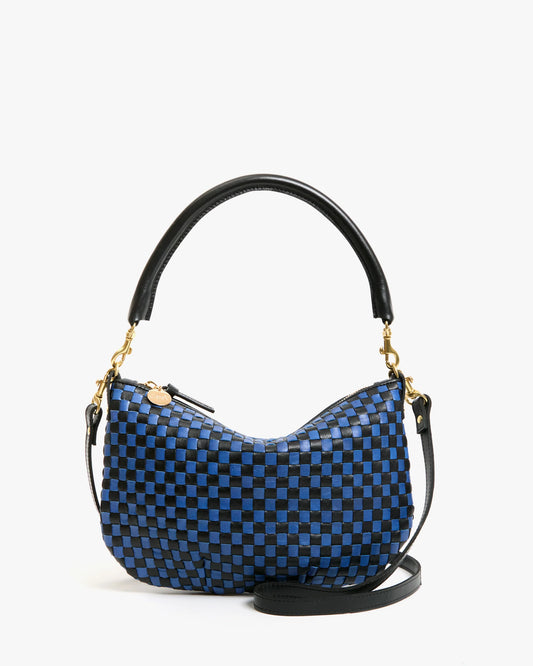 Clare V.- Petit Moyen Black/Cobalt Woven Checker