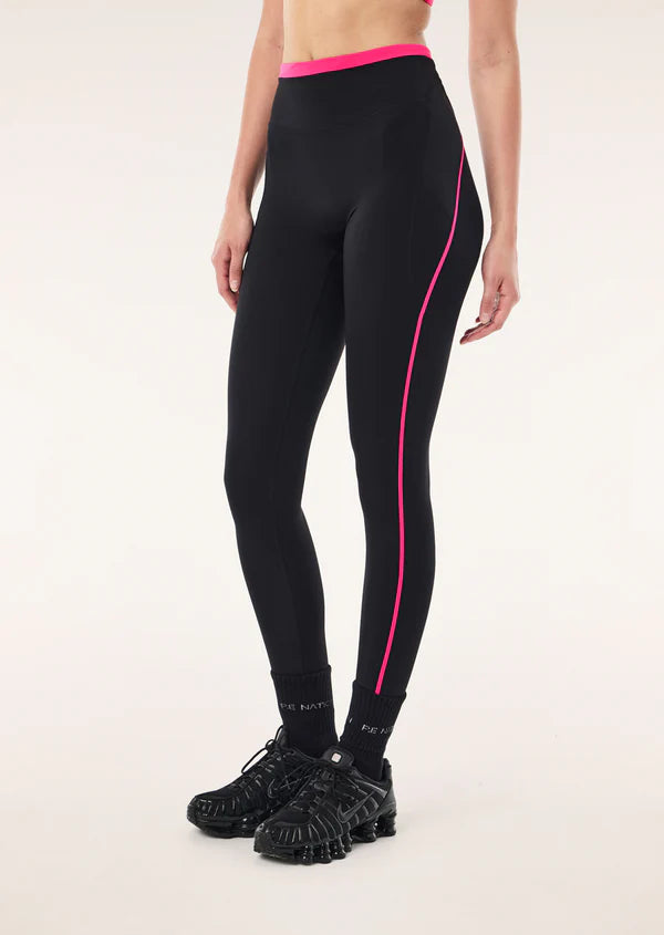 P.E. Nation Rapid Pocket Full Length Legging in Black & Cosmo Pink