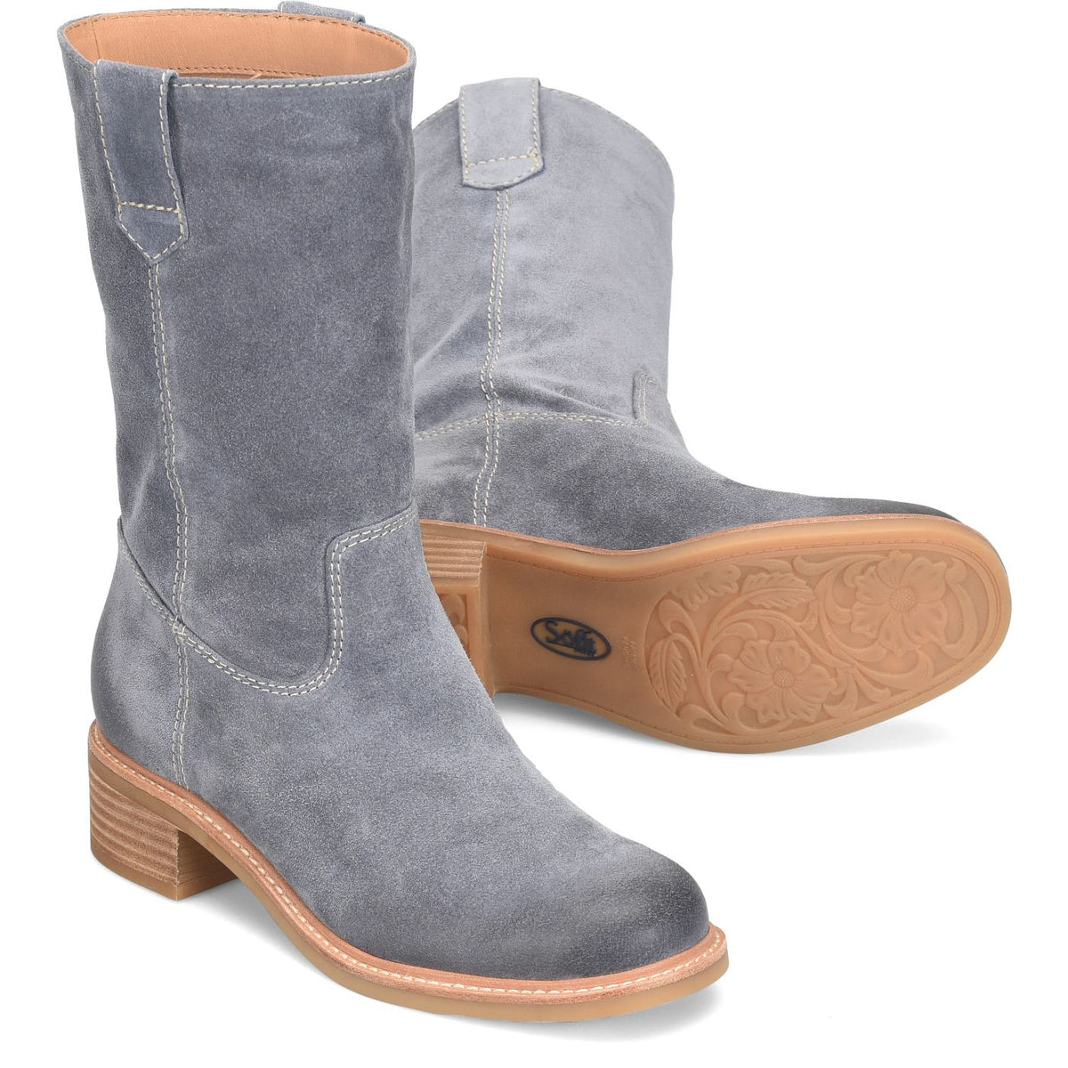 Sofft Tabitha Mid-Height Boot - Washed Indigo Suede