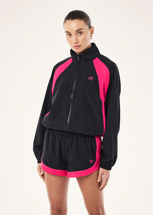 P.E. Nation Stride Jacket in Black & Cosmo Pink