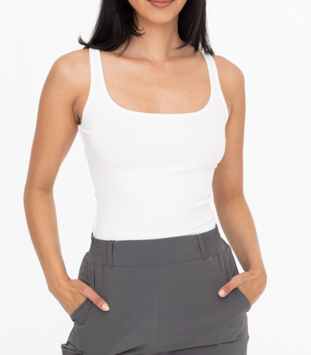 Mono B Square Neck Ribbed Tank Top (Various Color)