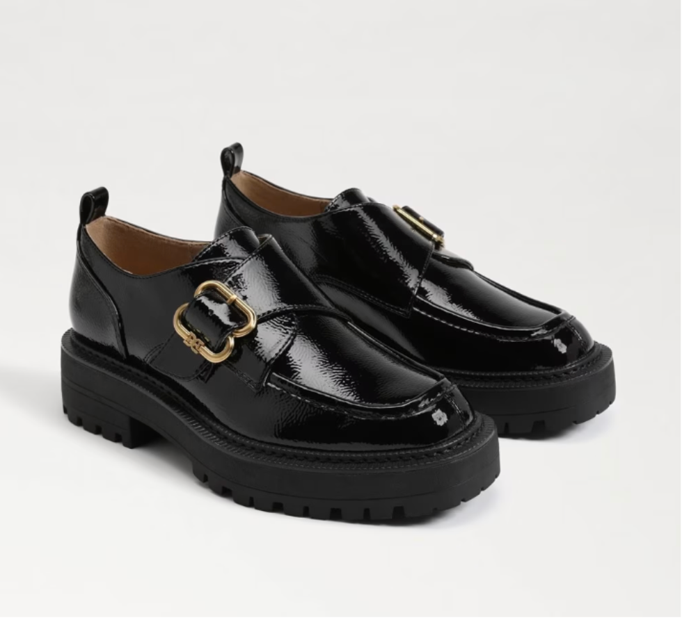 Sam Edelman Lora  Lug Sole Loafer Black Patent