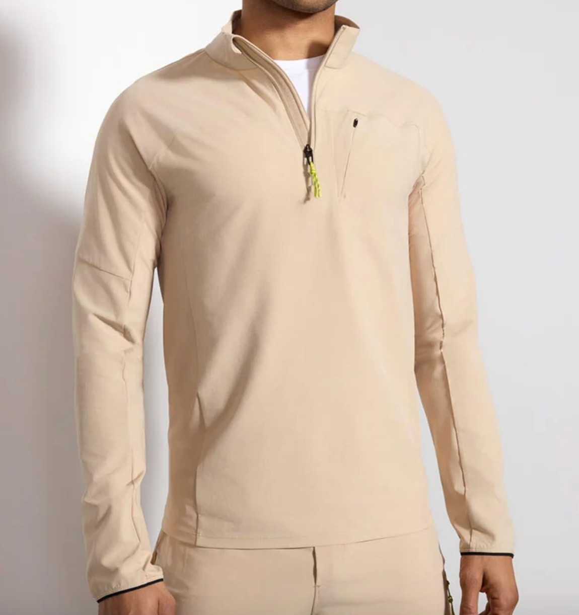 MPG Men's Mixed Media 1/2 ZIp Cream