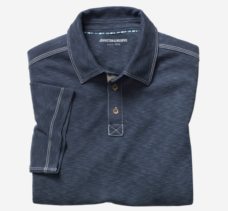 Men's Johnston & Murphy Vintage Slub Polo Navy