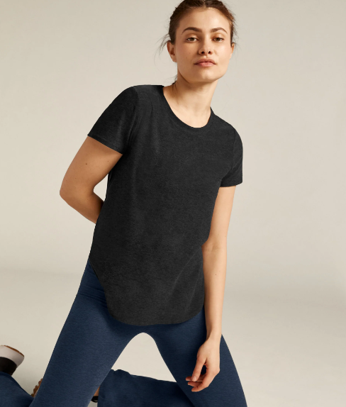 Beyond Yoga Featherweight Down Low Tee Darkest Night