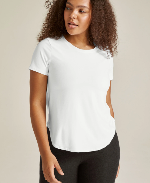 Beyond Yoga Featherweight Down Low Tee White