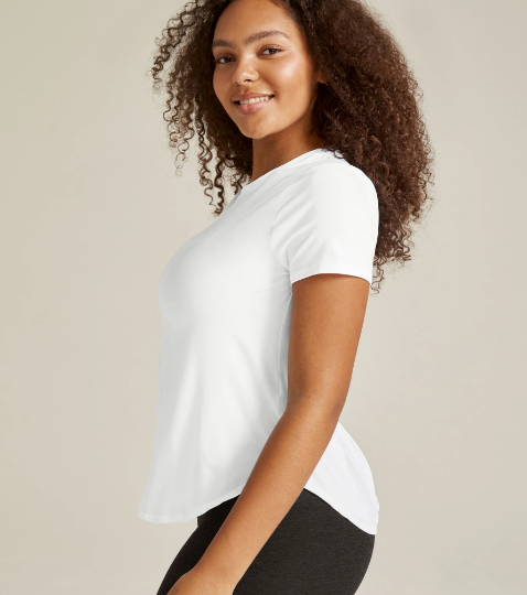 Beyond Yoga Featherweight Down Low Tee White