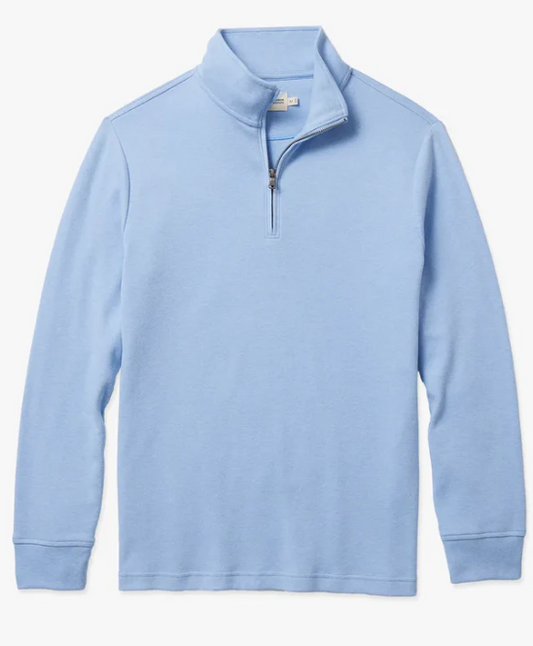 Fair Harbor Larchmont Seawool Quarter Zip - Light Blue Heather