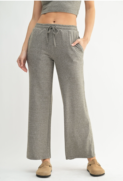 Sweet Soles Brushed Wide Leg Lounge Pant Dark Olive