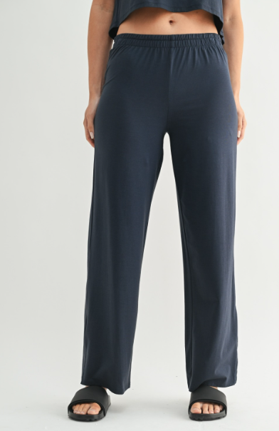 Sweet Soles Air Essentials Fold over Waist Wide Leg Lounge Pant Navy