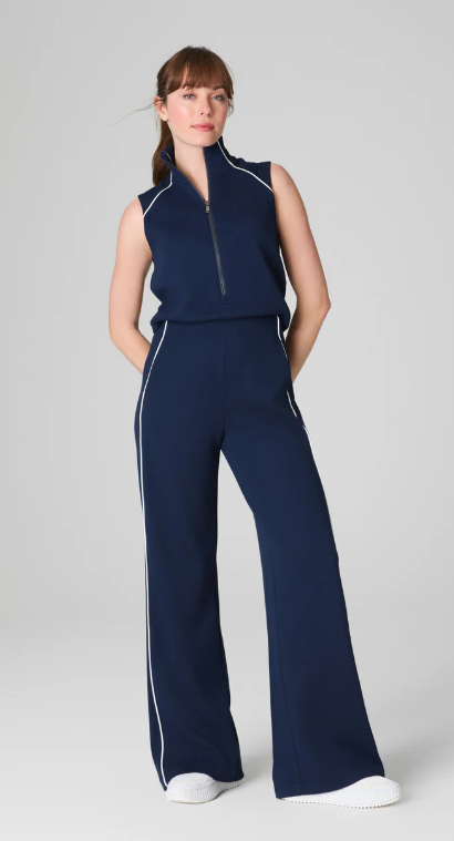Spanx® Airessentials Pique Sleeveless Mockneck Jumpsuit - Navy
