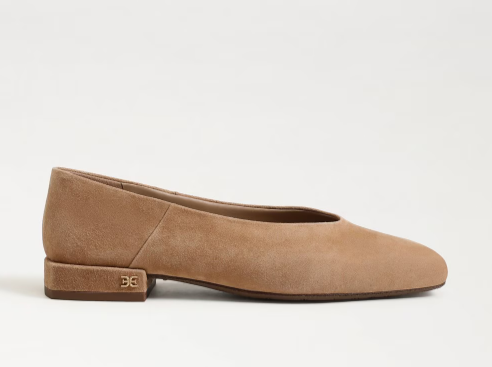 Sam Edelman Kasey Square Toe Ballet Flat Tan Suede