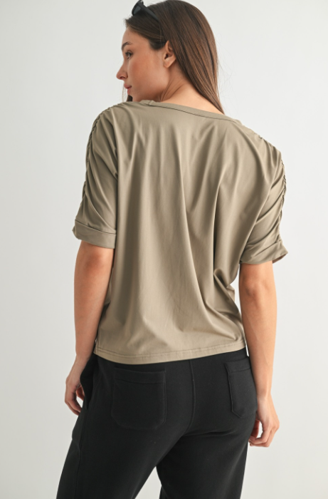 Sweet Soles Elegant Loose Fit Tee - Washed Taupe