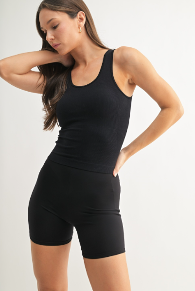 Sweet Soles Seamless Ribbed Tank Top Black