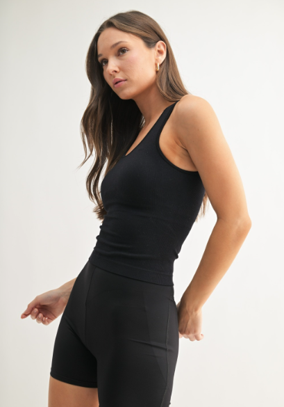 Sweet Soles Seamless Ribbed Tank Top Black