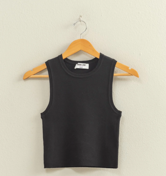 Sweet Soles Cropped Tank Knit Top Black