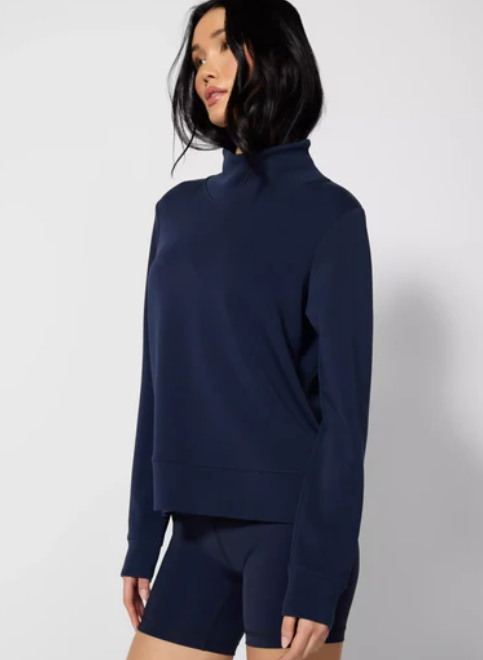 MPG  Women's Dreamweave Mock Neck Sweatshirt Navy