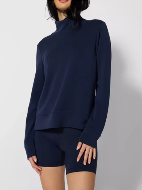 MPG  Women's Dreamweave Mock Neck Sweatshirt Navy