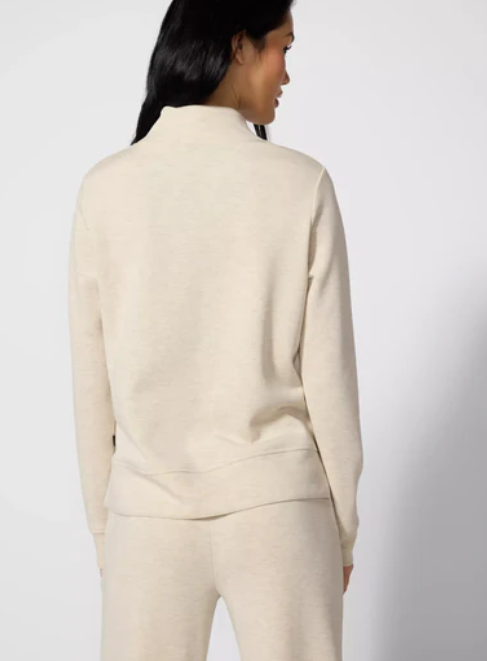 MPG  Women's Dreamweave Mock Neck Sweatshirt Heather Brown Rice