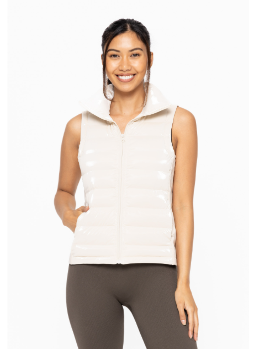 Sweet Soles High Neck Padded Puffer Vest Natural