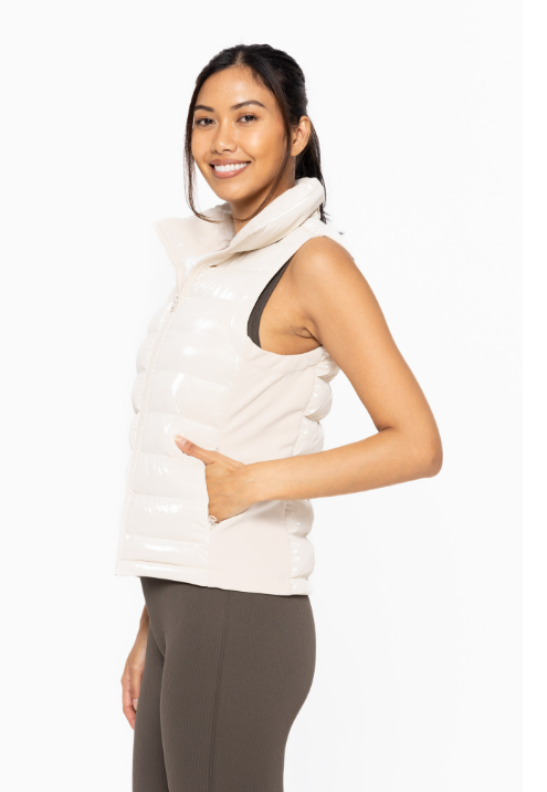 Sweet Soles High Neck Padded Puffer Vest Natural