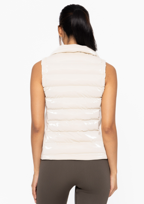 Sweet Soles High Neck Padded Puffer Vest Natural