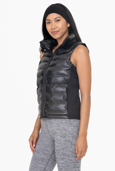 Sweet Soles High Neck Padded Puffer Vest Black