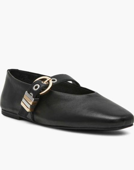 Steve Madden Lucia Leather Buckle Hardware - Black