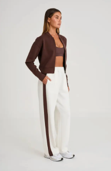 Allfenix Soft Luxury Contrast Pant White/Espresso