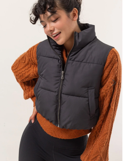 Sweet Soles Cropped Zipper Puffer Vest