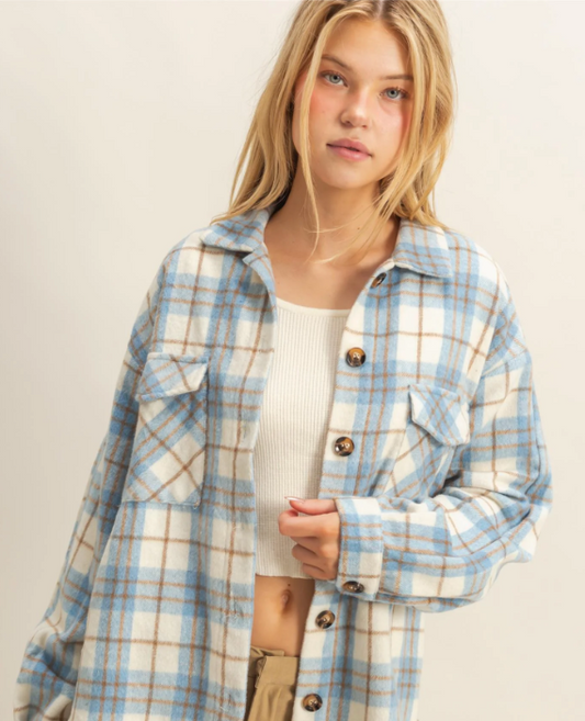 Sweet Soles Collared Plaid Shacket