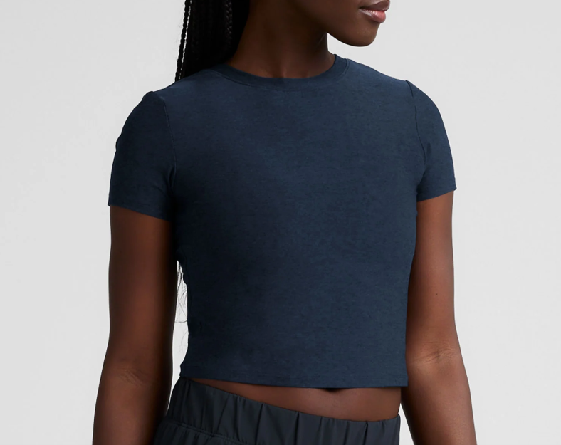 Beyond Yoga Featherweight Cropped Tee Nocturnal Navy