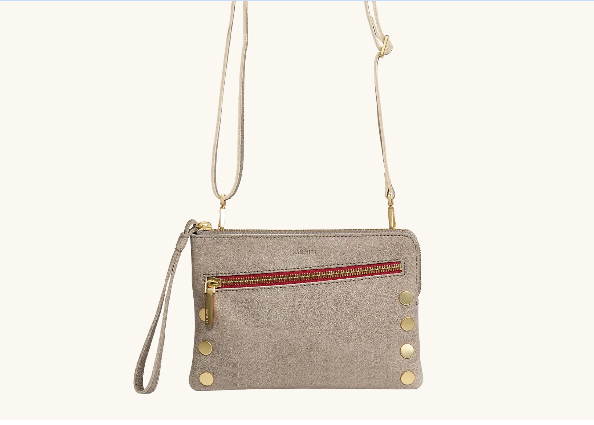 Hammitt Nash Small Pewter Red Zipper