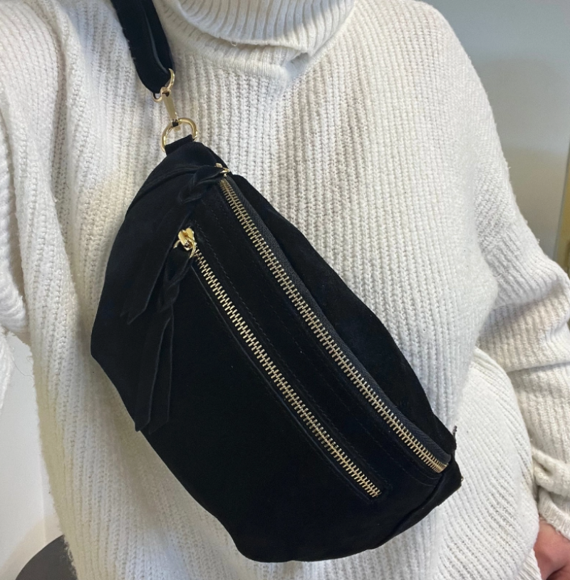 Alma double zip leather belt bag