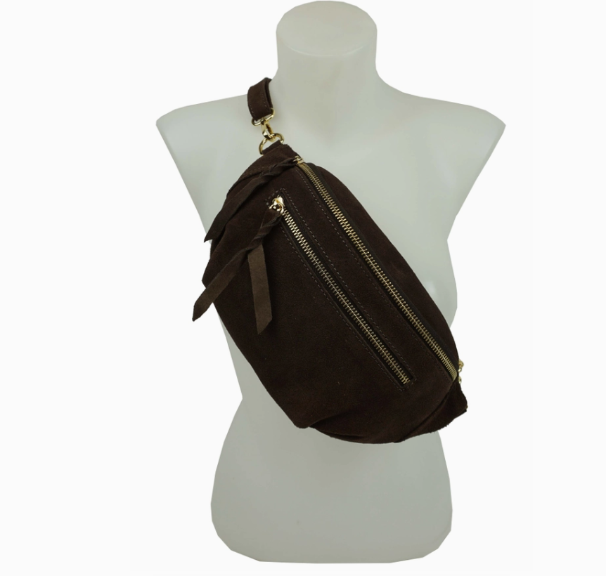 Alma double zip leather belt bag