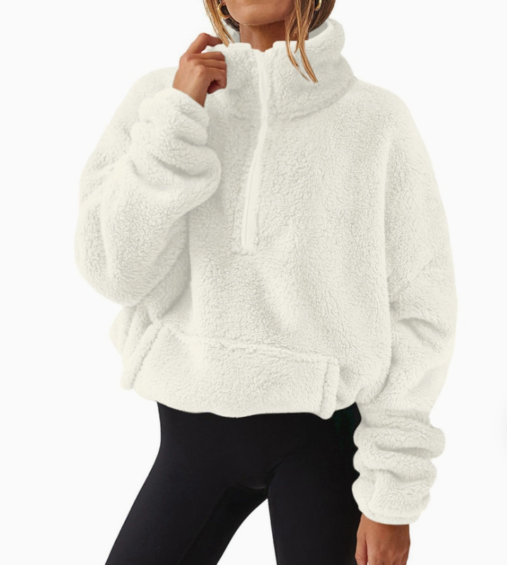 Light Weight Fleece Half-Zip Cream