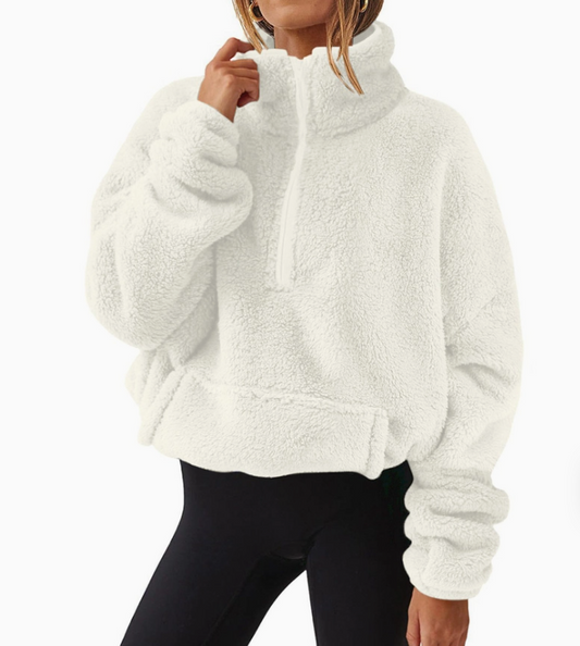 Light Weight Fleece Half-Zip Cream
